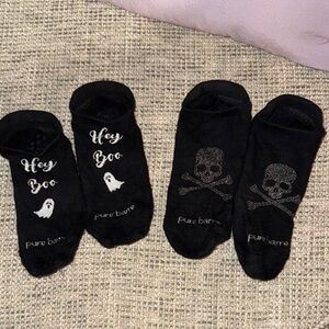 Pure Barre Halloween Black Non-Slip Socks duo